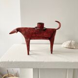 Zoomorphic candlestick made of red metal
