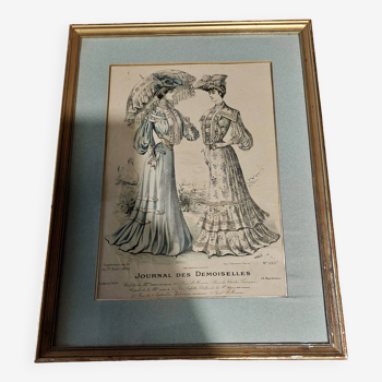 Gravure de mode encadrée journal des demoiselles 1904
