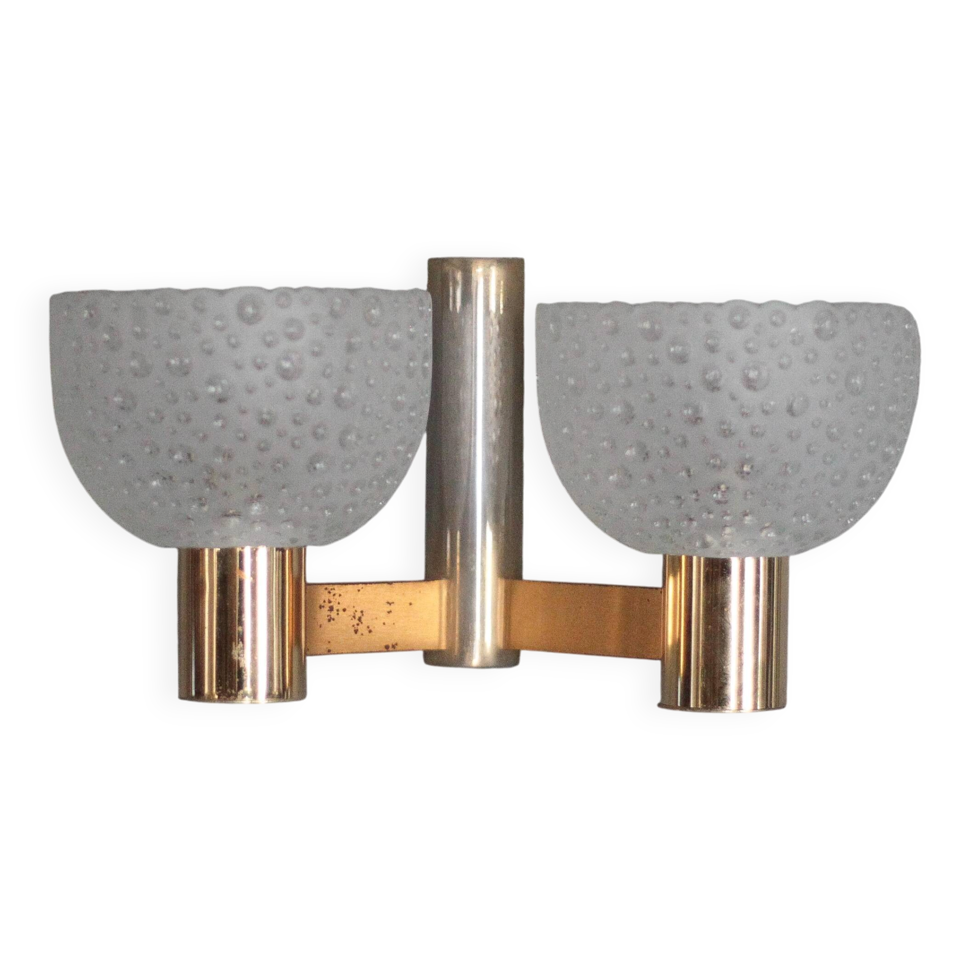 vintage wall light, golden metal and bubbled glass wall sconce, lighting, decor