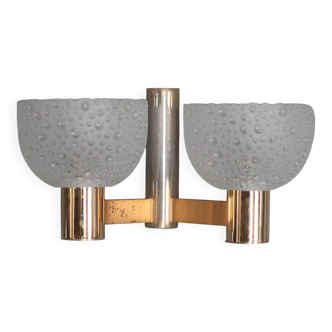 vintage wall light, golden metal and bubbled glass wall sconce, lighting, decor