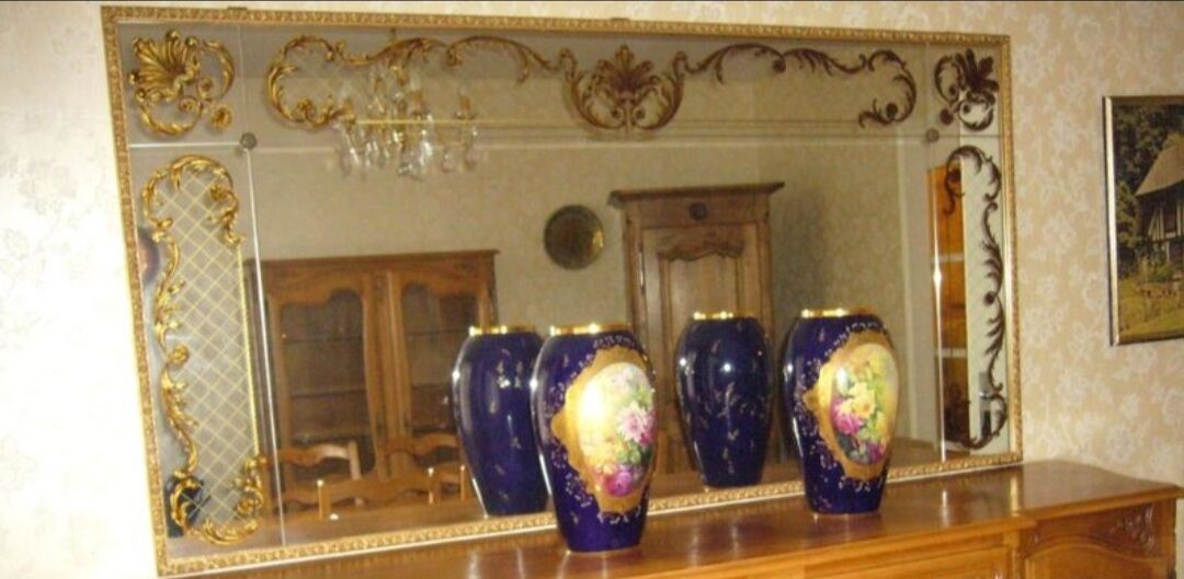 Venetian mirror Art Deco brasserie bistro in eglomerized glass 204x105cm