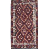 Anatolian Kilim Rug: 1900s Turkish Wool Flatweave, Geometric Tribal Design