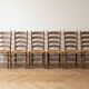 Set of 6 antique cherry wood chairs in ladder style.