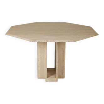 Octagonal travertine table