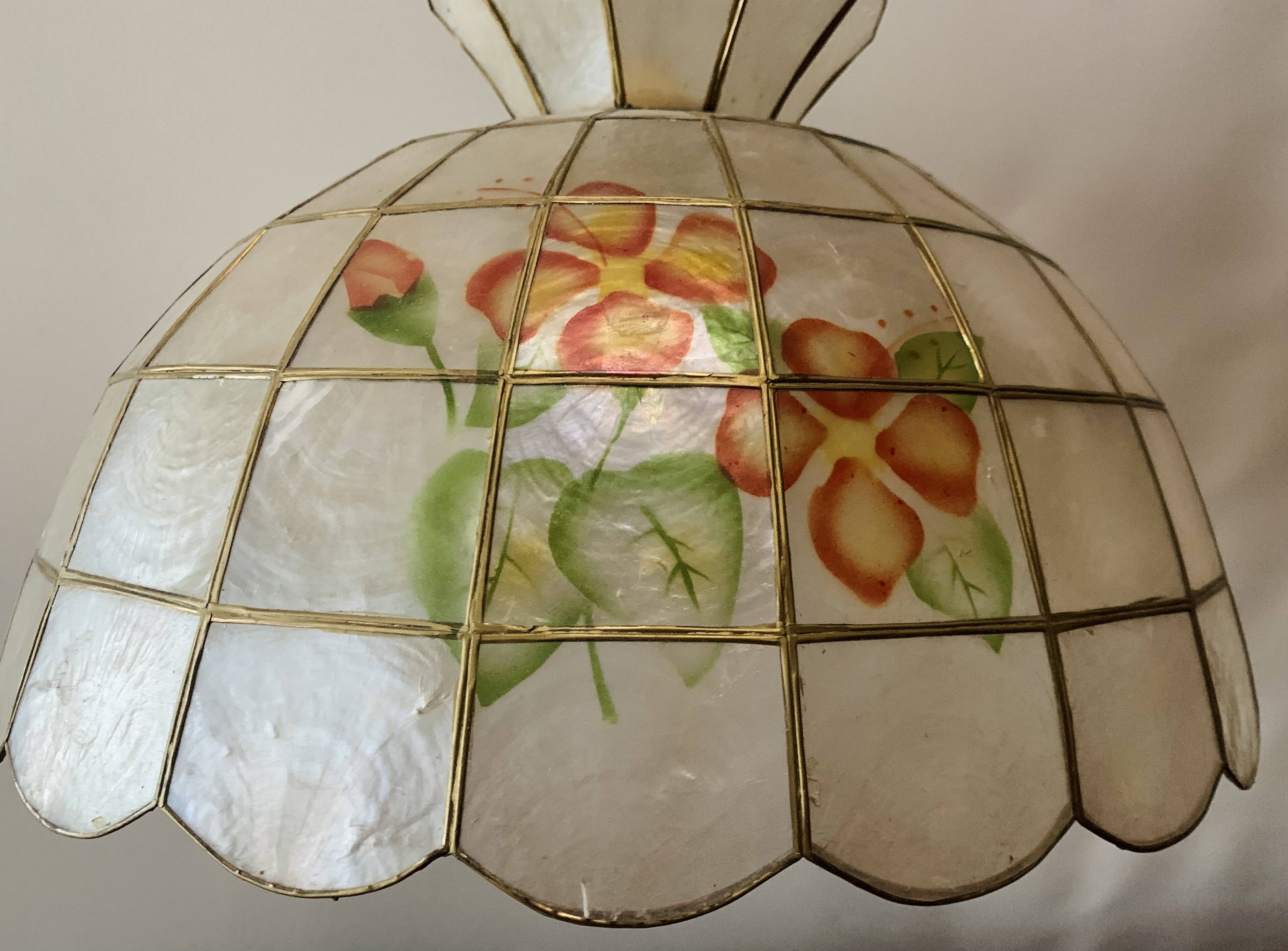 Vintage mother-of-pearl and brass pendant/chandelier