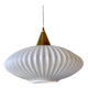 Large Scandinavian pendant light in striated opaline and brass from the 60s