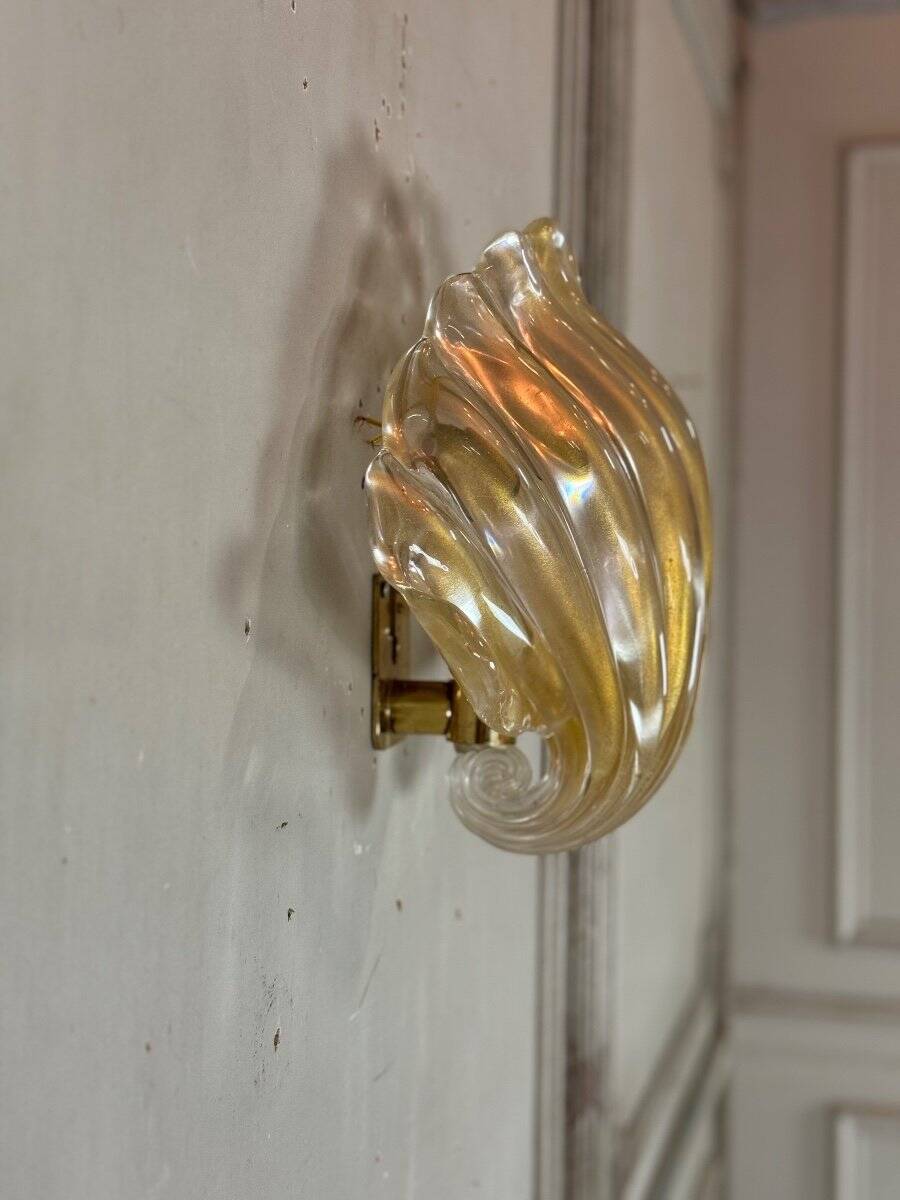 Venetian Wall Lamp in Gilded Murano Glass Circa 1980
