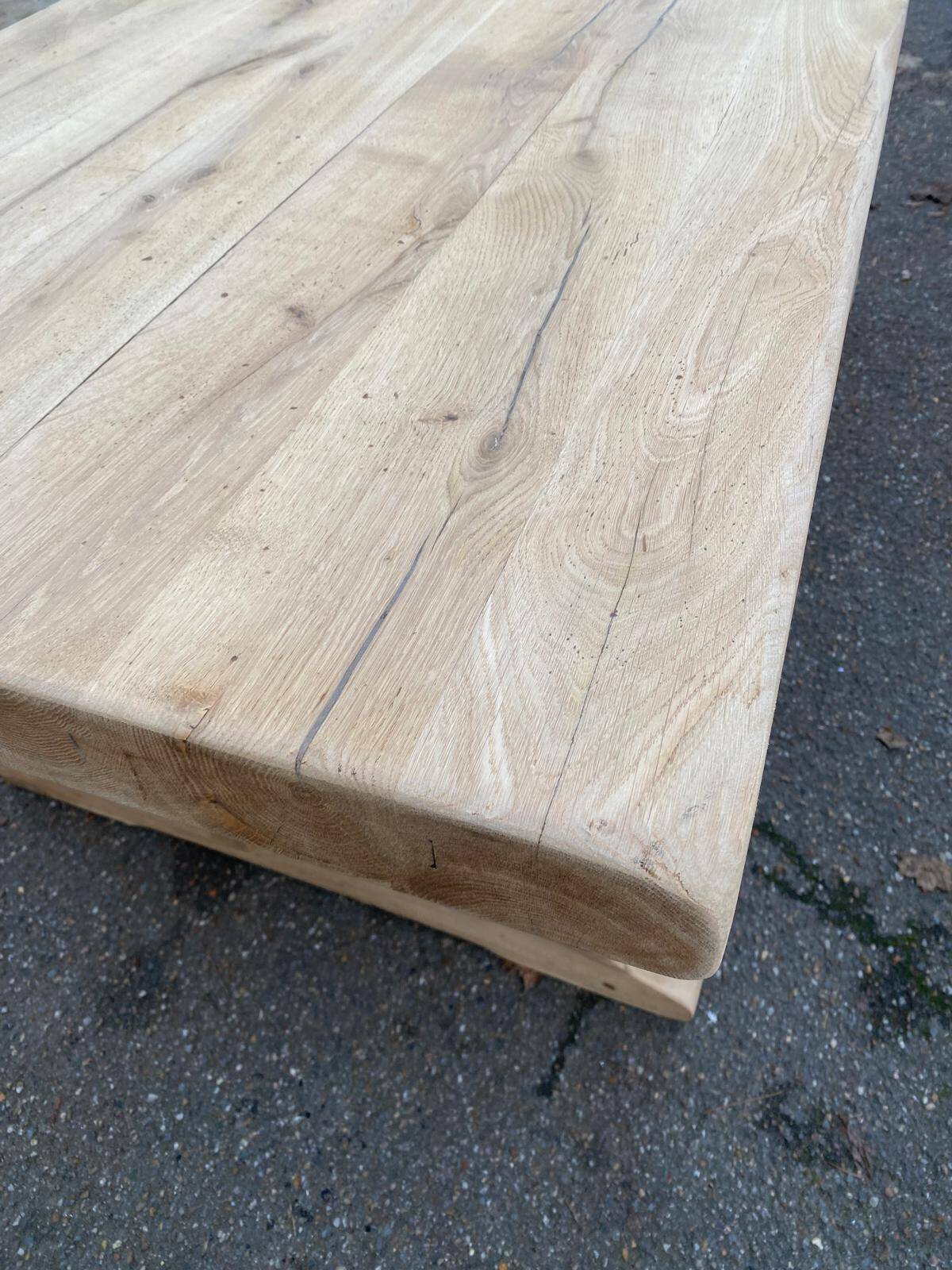 Restored 19th-century monastery dining table in solid oak, 220cm