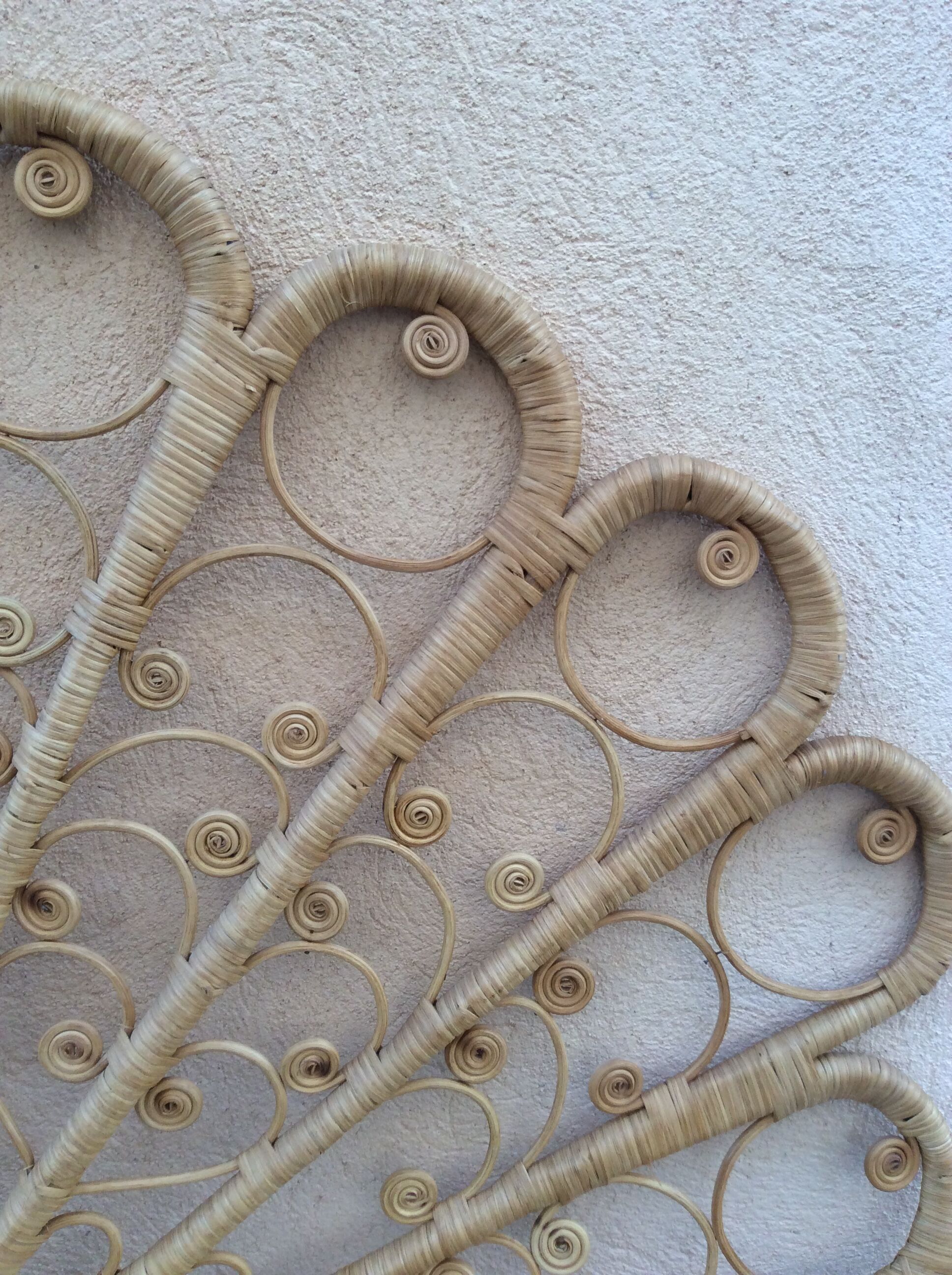 Vintage peacock wicker headboard