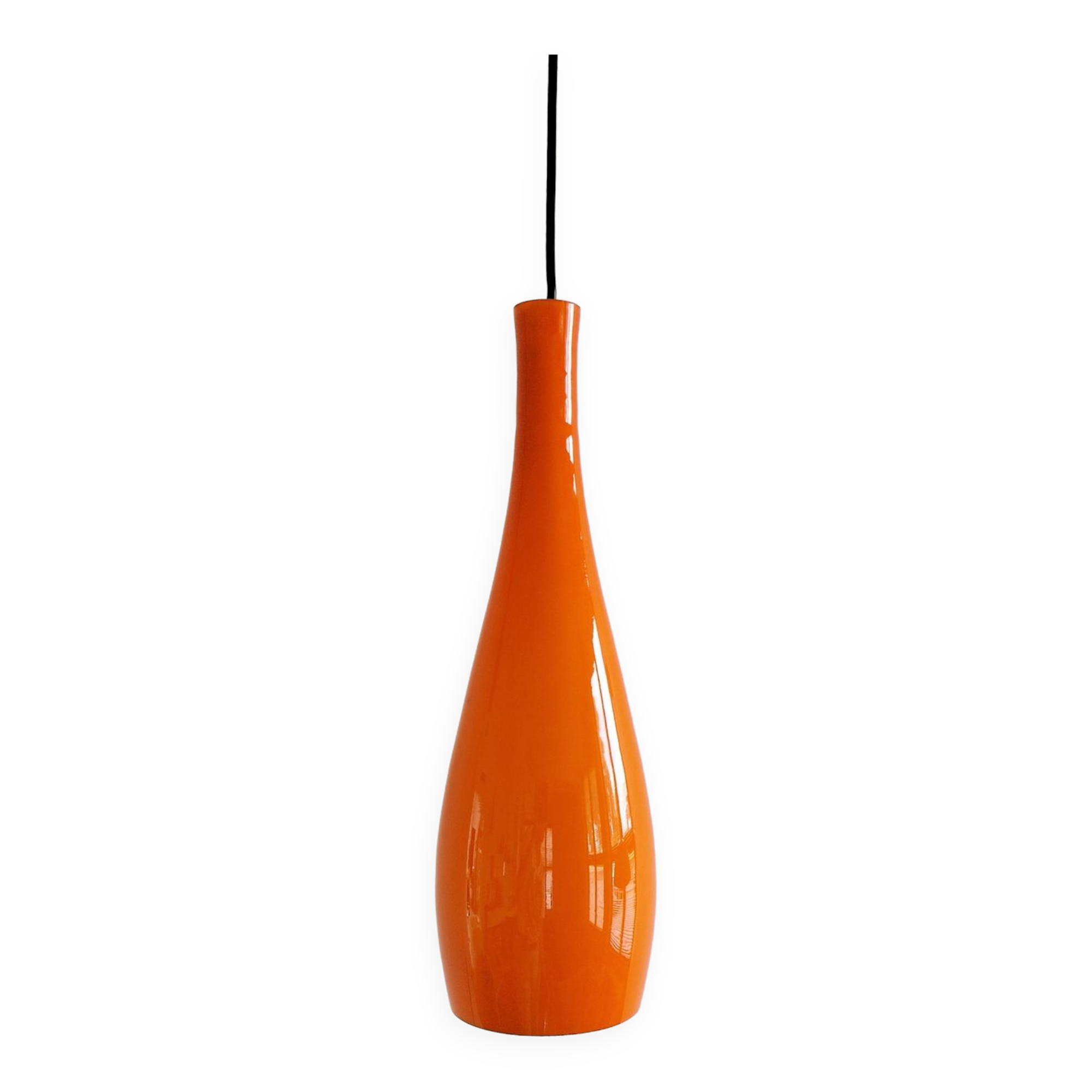 Orange glass 'Bang' pendant lamp by Jacob E. Bang for Fog & Mørup, Denmark 1960's