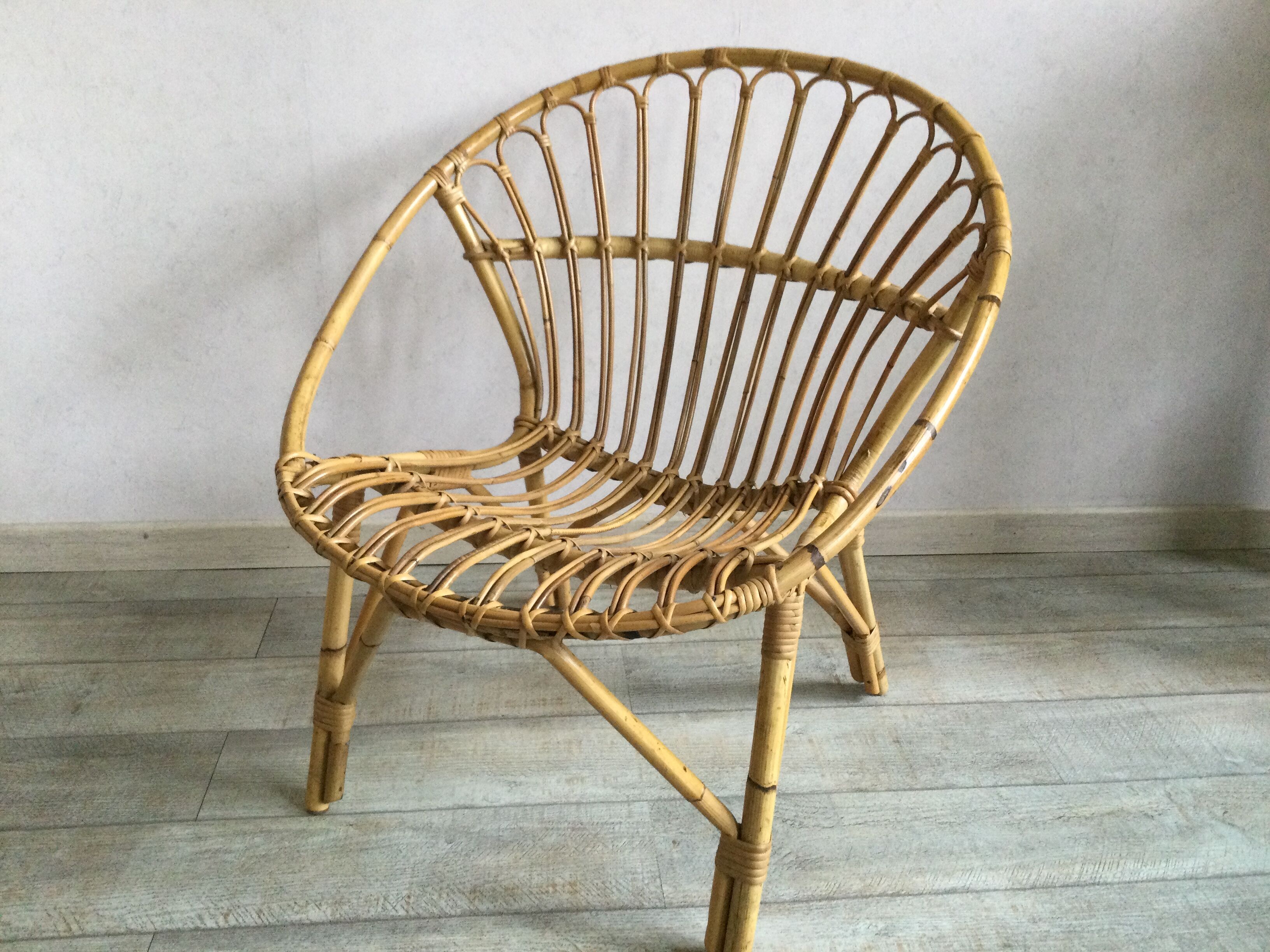 Adult rattan shell armchair