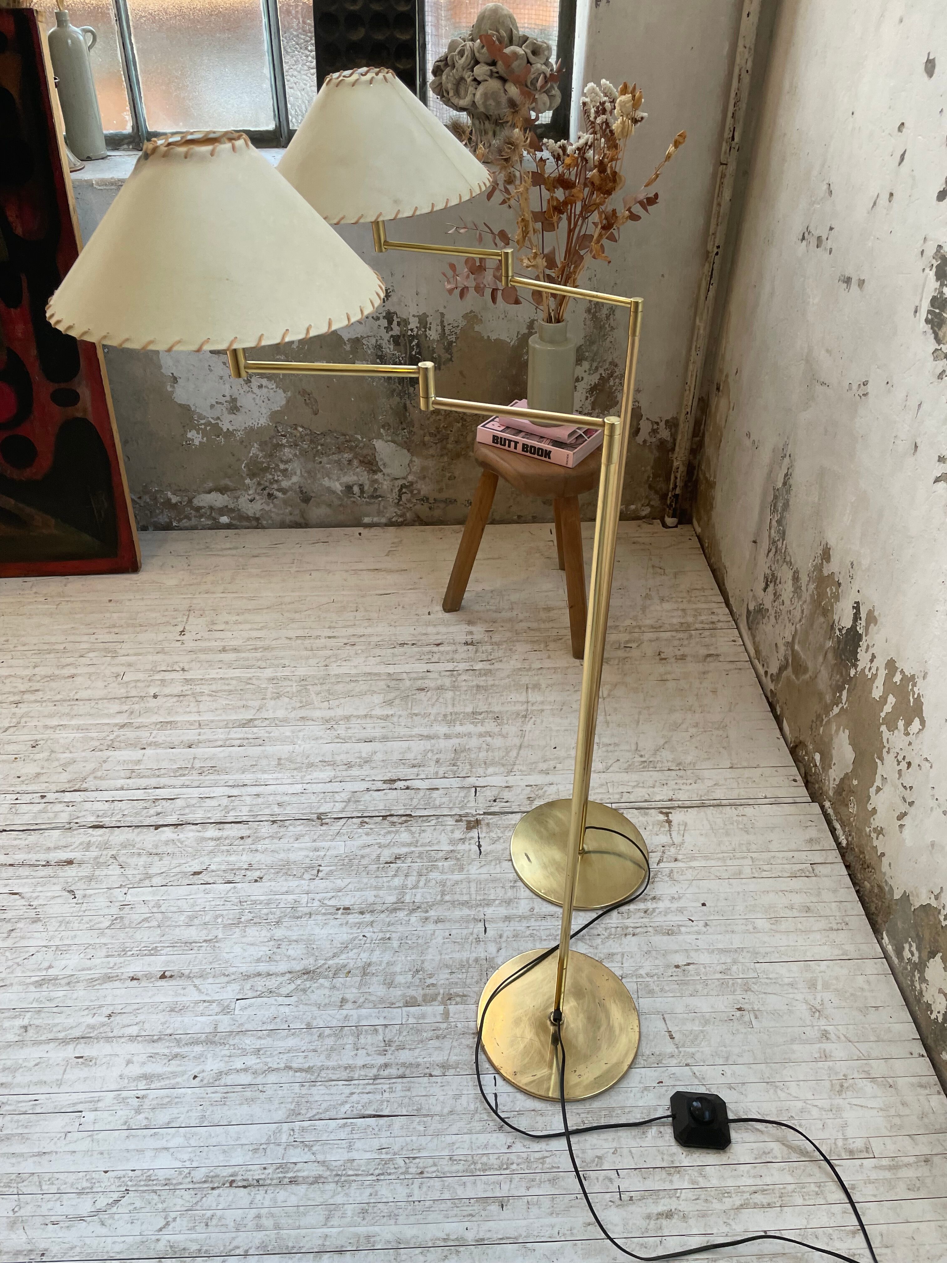 Pair of SCE floor lamps articulated brass 70s