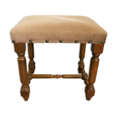 Repose-pieds en bois et velours beige