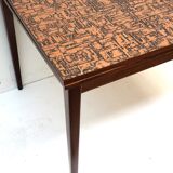 Unique vintage design Brutalist extendable dining table with copper top