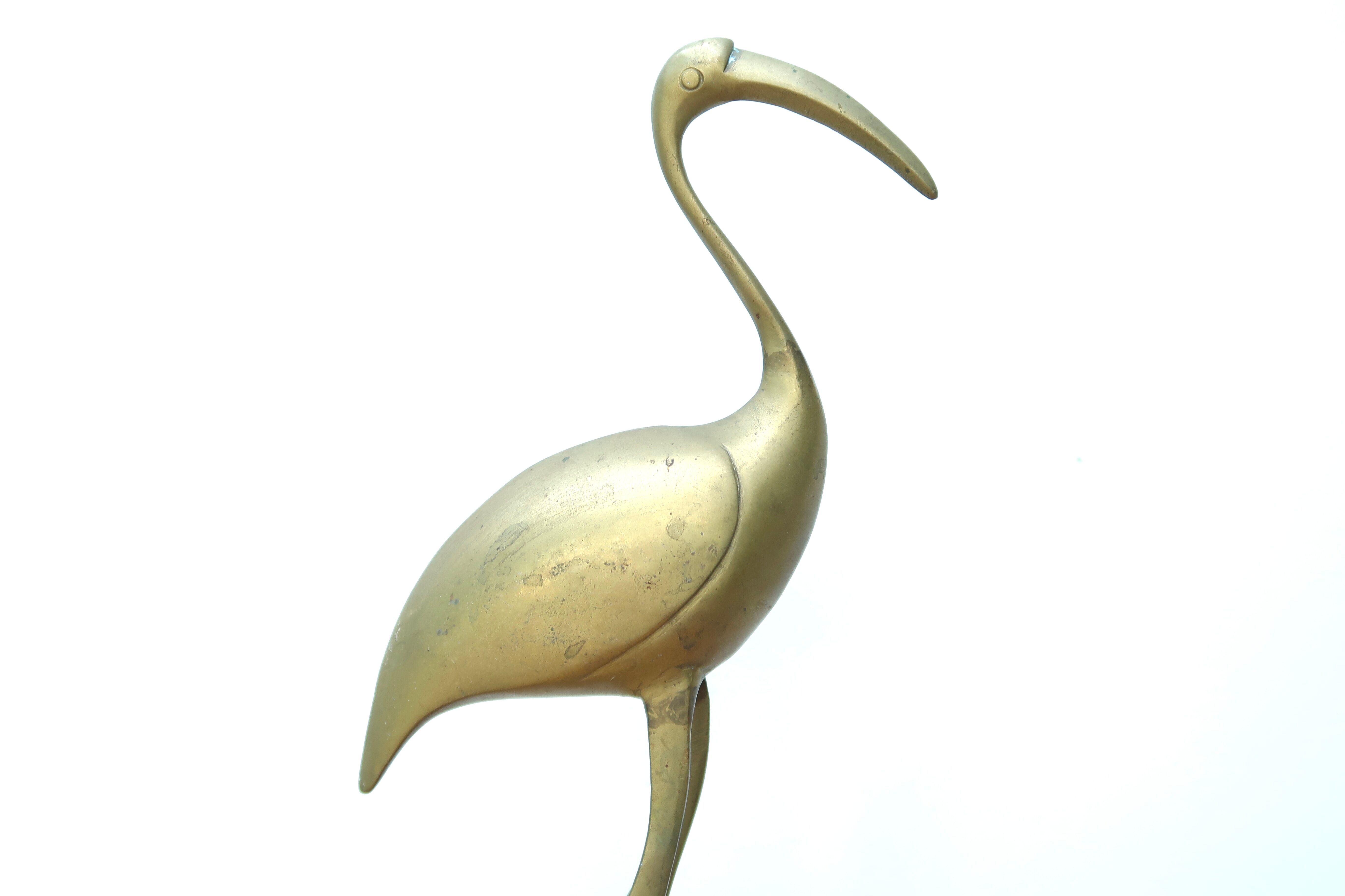 Brass flamingo sculpture, 60s
