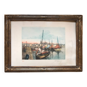 Eugène GAUGUET, 1872-1943. The Sands of Ollone. Etching aquatint.