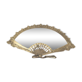 Bevelled mirror brass fan 38x20cm
