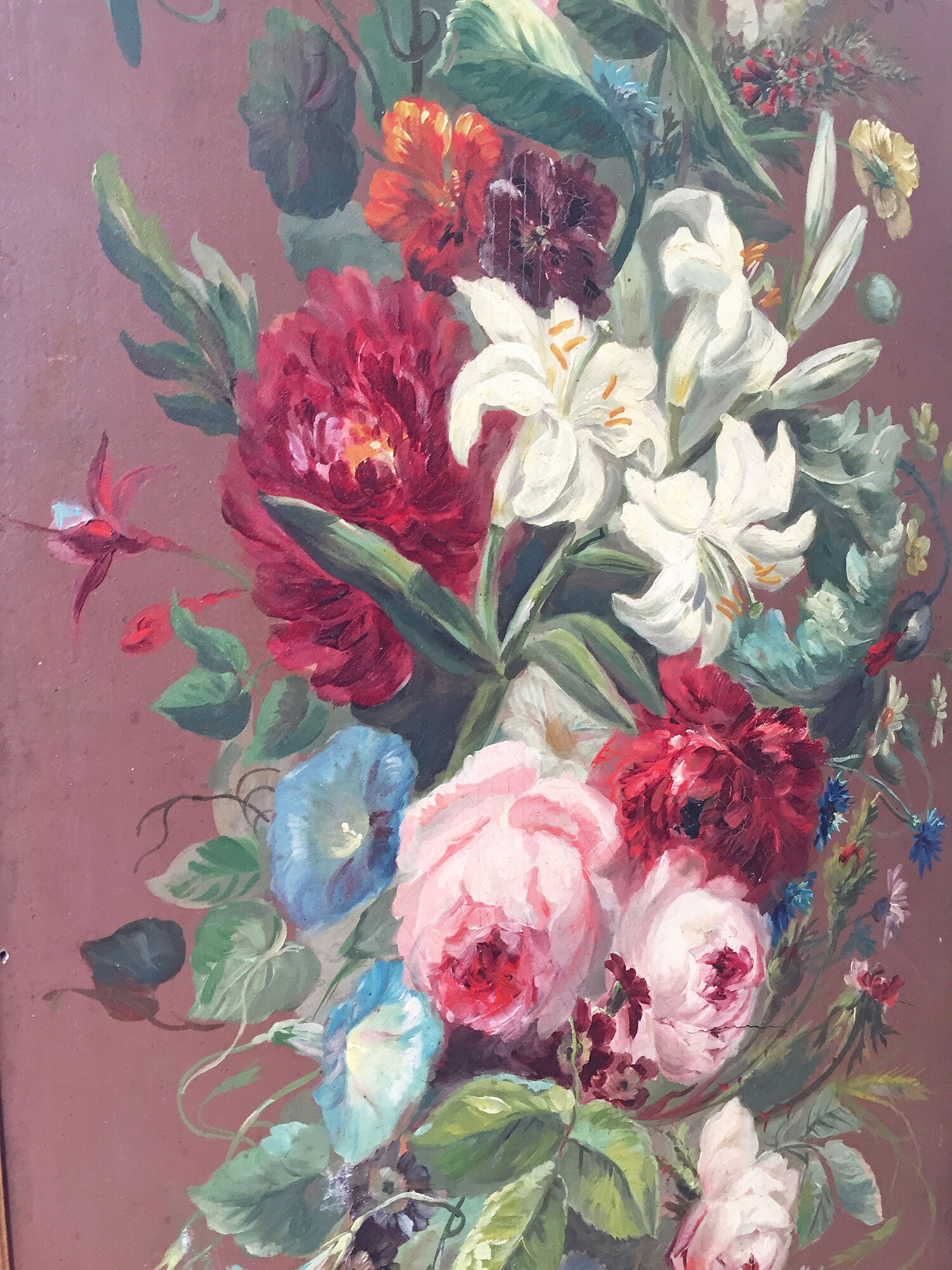 Peinture à l’huile sur bois XIXème format XXL
