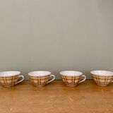 Lot de 4 tasses à café ancienne en porcelaine opaque de Badonvillier