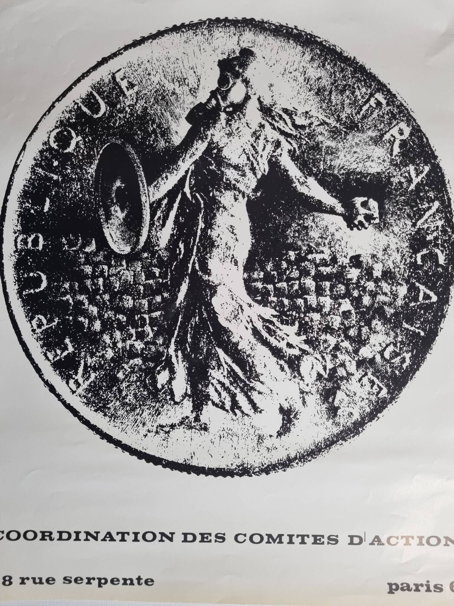 Original poster of May 68, "the sower" demonstrator, after Oscar Roty
