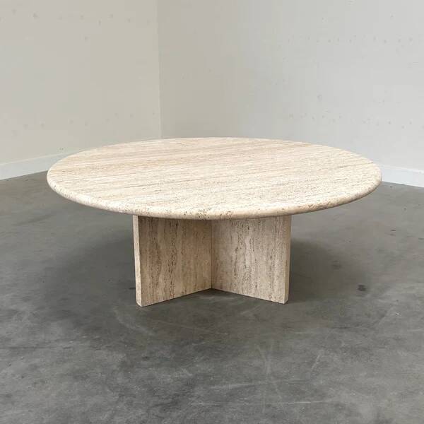 Round travertine coffee table, 1970s