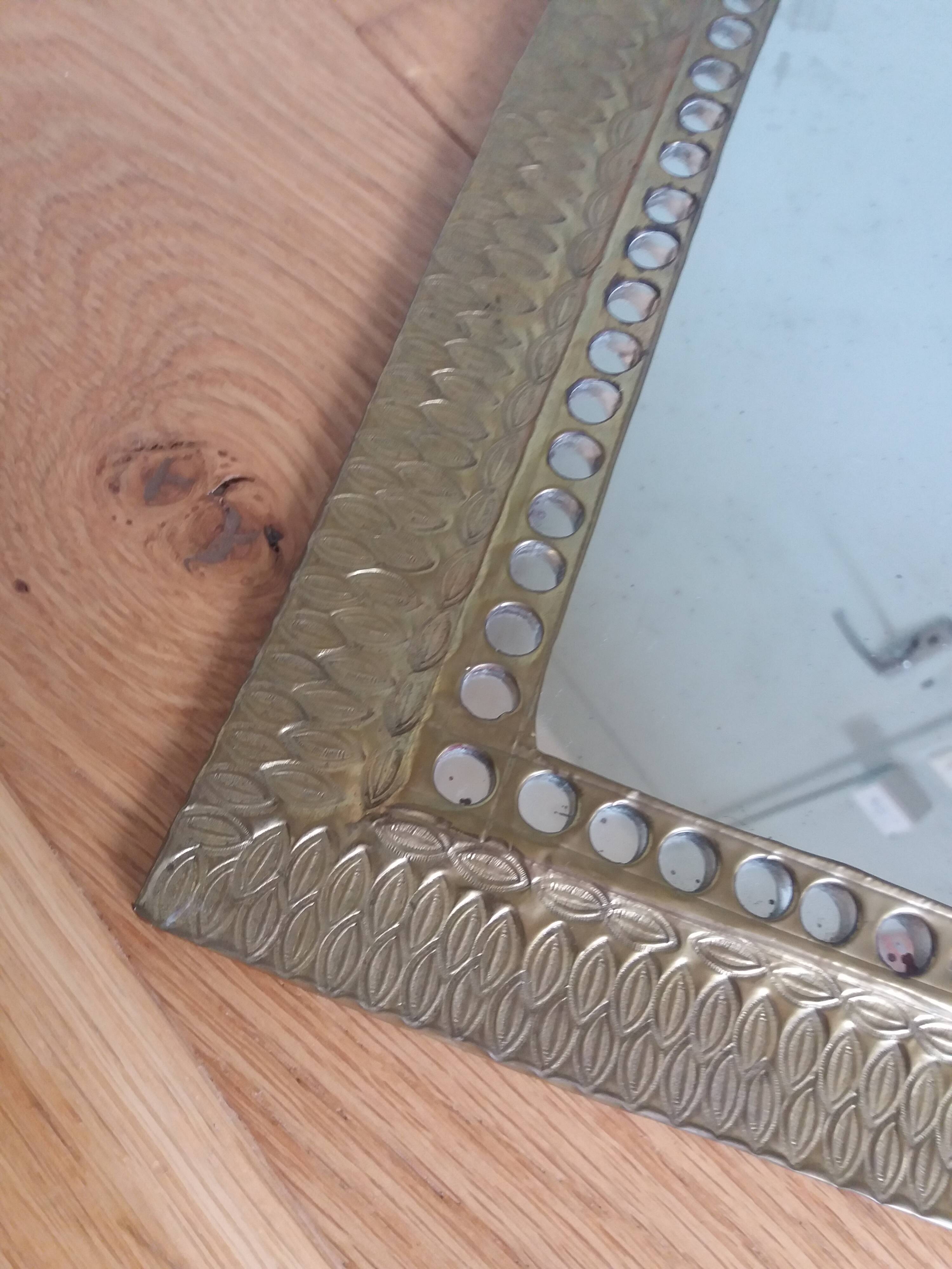 Oriental brass mirror 36x26