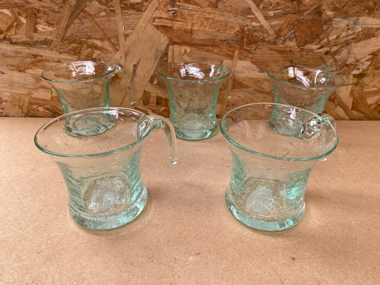 Series 5 old punch sangria glasses médicis vintage bubble blown glass