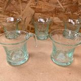 Series 5 old punch sangria glasses médicis vintage bubble blown glass