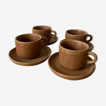 Set of 4 stoneware coffee cups