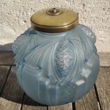 Blue Art Deco ball vase signed P. de Cagny