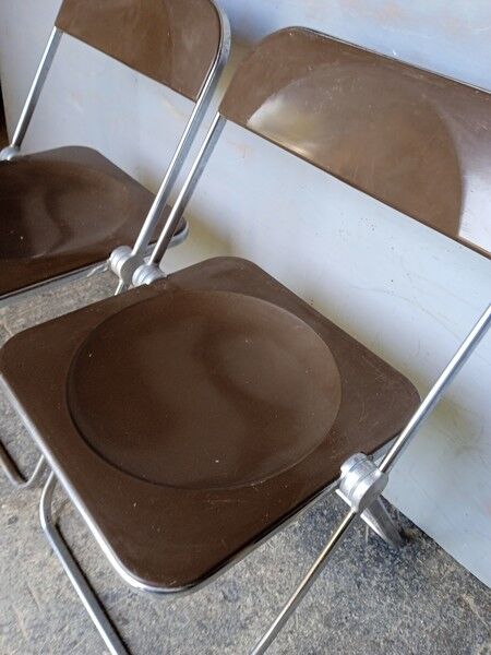 Pair 2 Piretti chairs / plia castelli signed