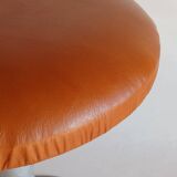 Tabouret pied tulipe à vis,  aluminium et cuir