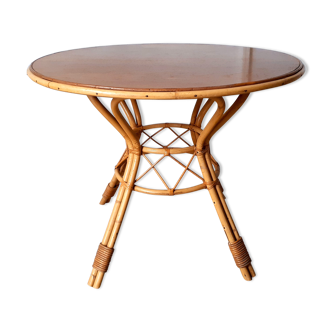 Vintage rattan dining round table