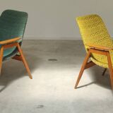Paire de fauteuils résine et bois Jaune et Vert chiné par Miroslav Navratil