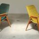 Pair of yellow and green resin and wood armchairs by Miroslav Navratil