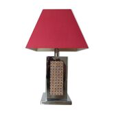 Lamp in chrome metal and 70's caning