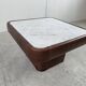 Table basse vintage en marbre et cuir par Desede, 1970