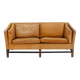 Two-seater caramel brown leather sofa The Moderns