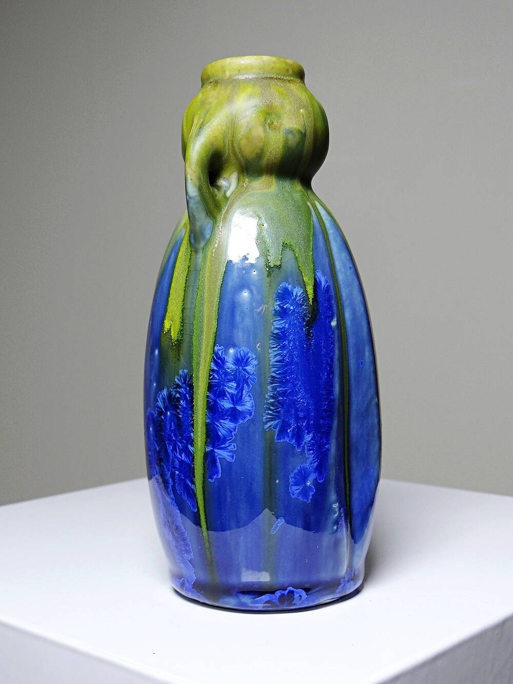 Petit vase grès émaillé ancien 1900-1910 attribué à Méténier émaux cristallins