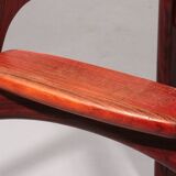 Tabouret de bar danois moderne modèle OD-61 en cuir et bois par Erik Buch pour Oddense Møbelfabrik, 1964