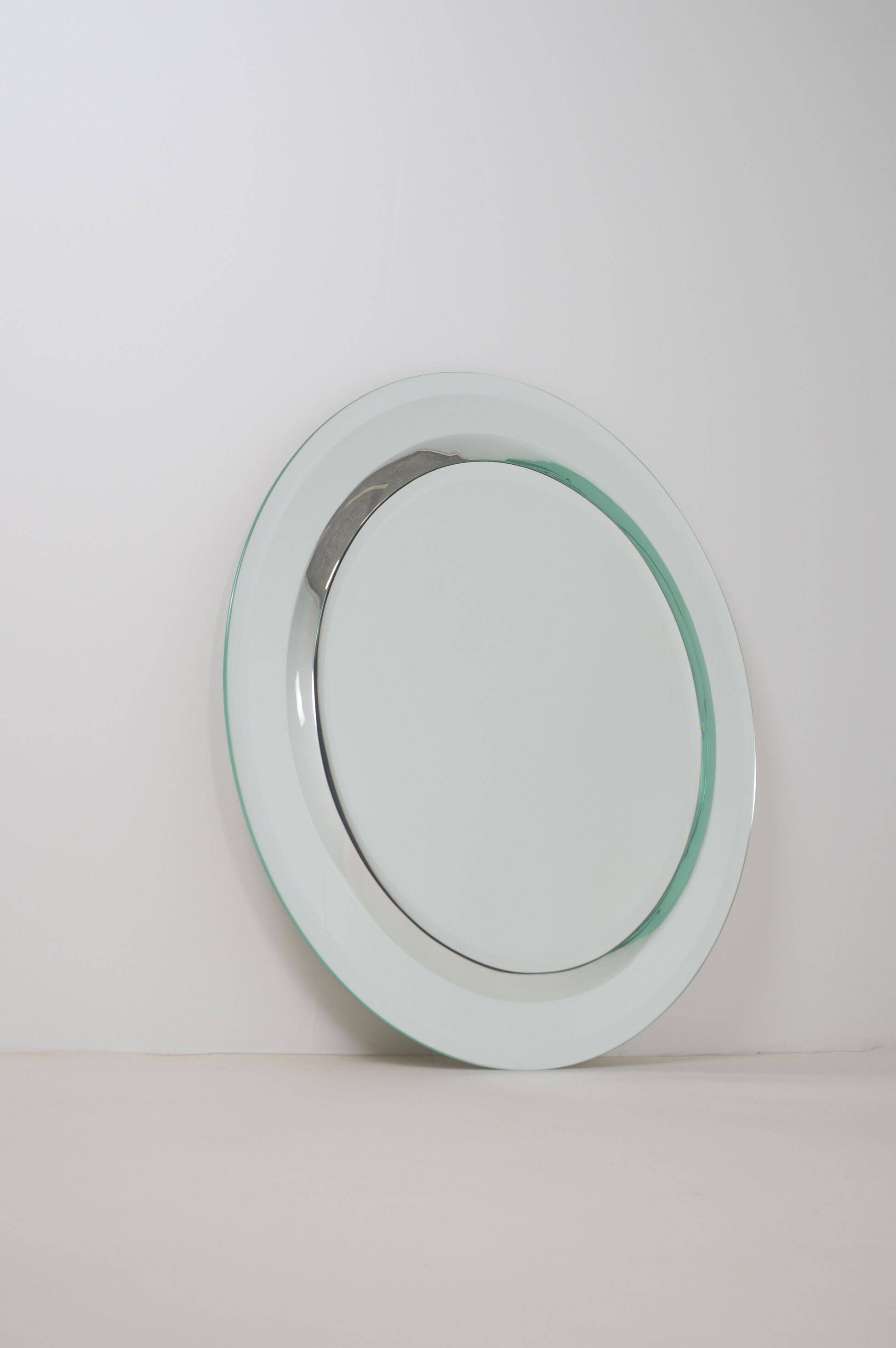 Large vintage mirror with double facet edge