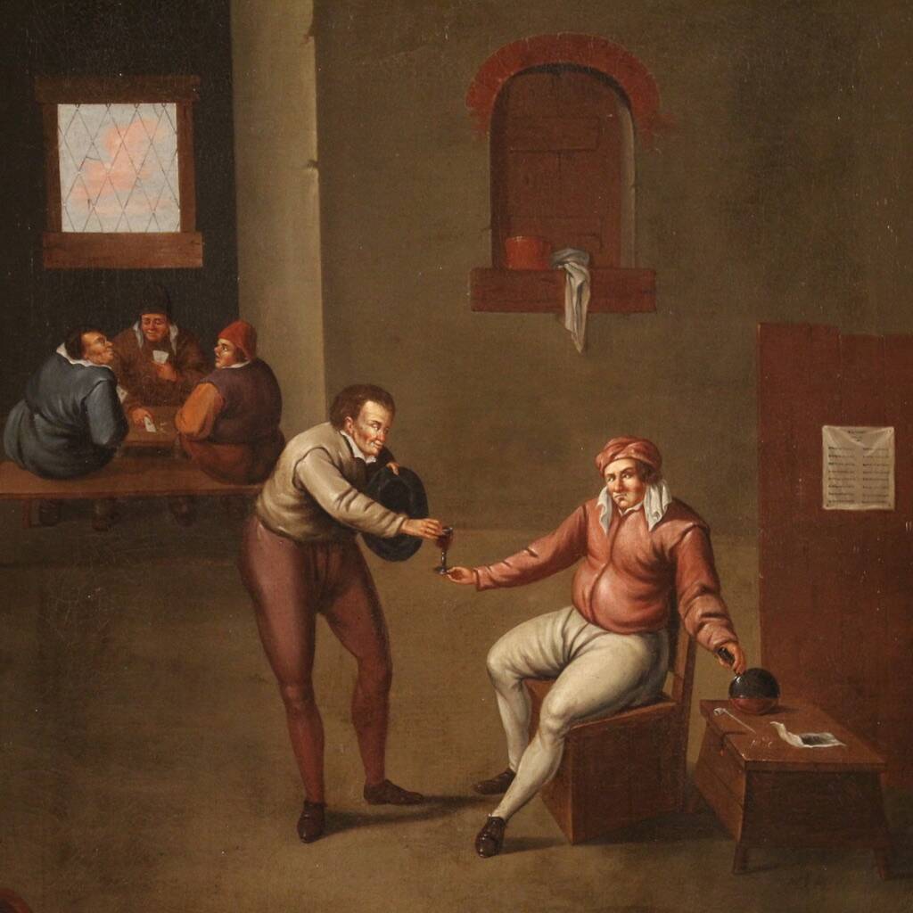 Flemish Interior Scene Painting from the 17th Century