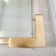 Coffee table with sliding shelf in lucite, brass and glass, Hollywood Regency