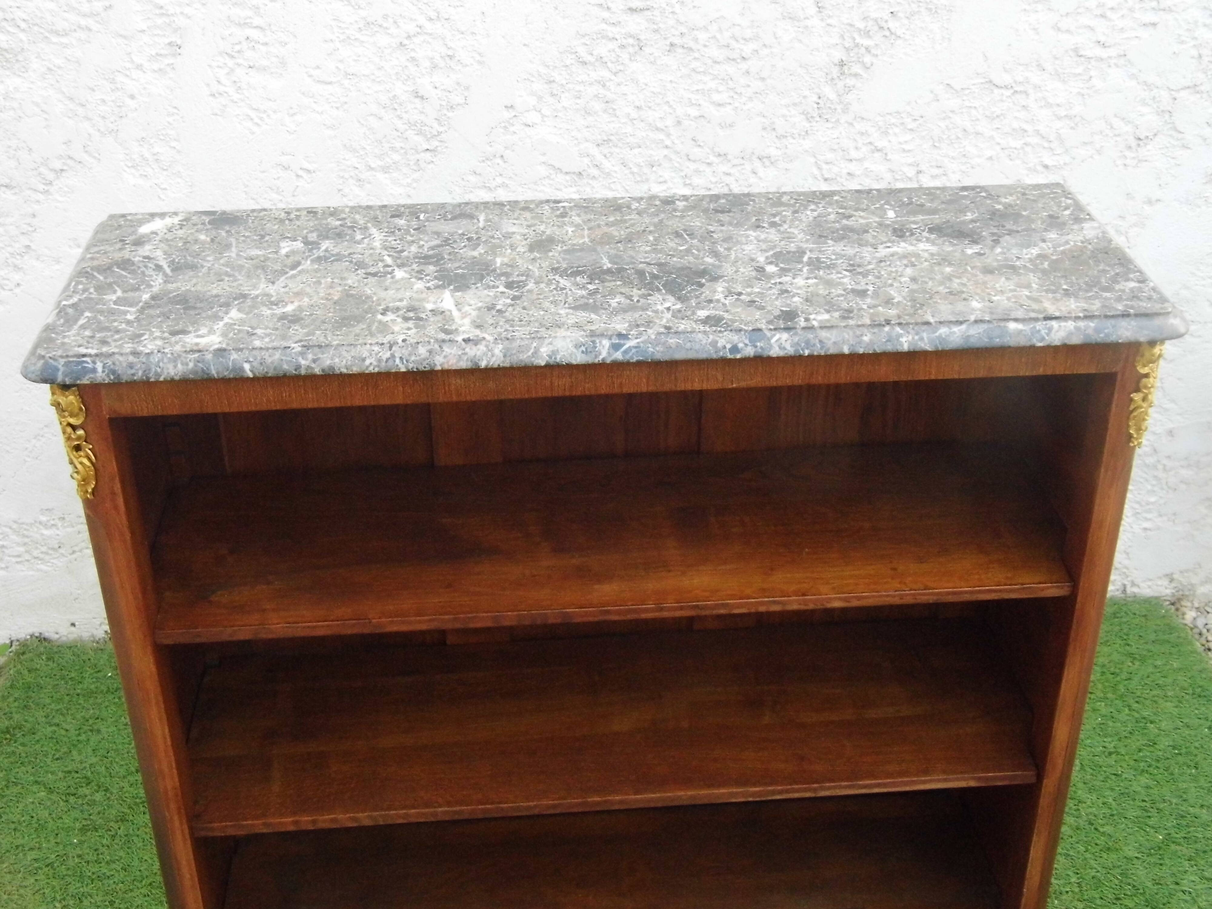 Cabinet bibus library Louis XV rosewood and marble very good condition XIXth siecle