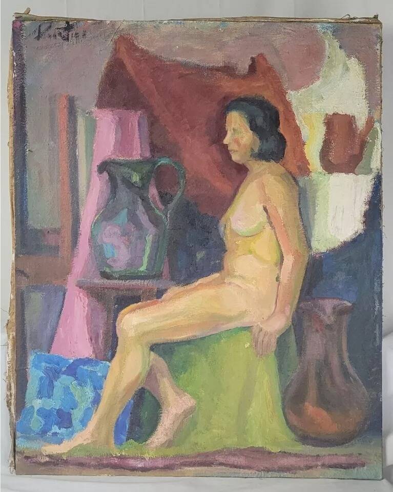 Late 20th Century Female Nude Portrait Painting