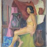 Late 20th Century Female Nude Portrait Painting