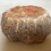Large ashtray, red veined alabaster pocket tray.