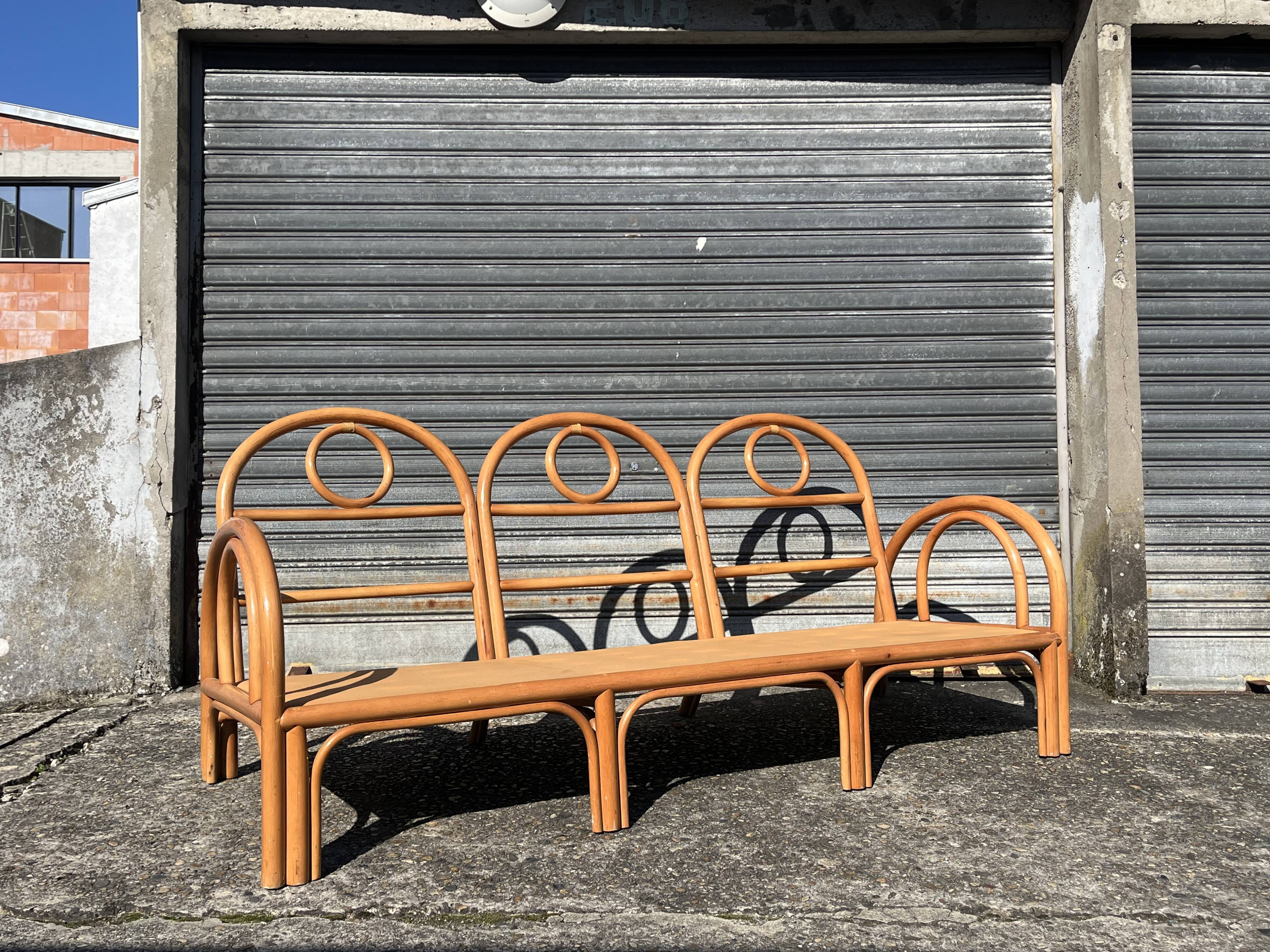 Vintage bamboo rattan sofa