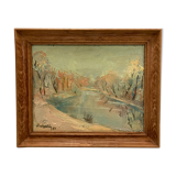 Oil on framed cardboard