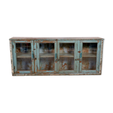 Ancien buffet, enfilade en teck birman patine bleue-grise